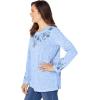 Woman Within Plus Size Floral Embroidered Sweatshirt Tee(Evening Blue Marled Embroidery)