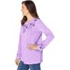 Woman Within Plus Size Floral Embroidered Sweatshirt Tee(Radiant Purple Marled Embroidery)