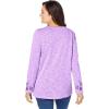 Woman Within Plus Size Floral Embroidered Sweatshirt Tee(Radiant Purple Marled Embroidery)