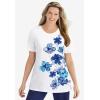 Woman Within Plus Size Graphic Tee(Deep Claret Lotus)