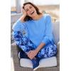 Woman Within Plus Size Long-Sleeve Crewneck Soft Waffle Knit Thermal Shirt(Black Pink Bloom)
