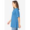 Woman Within Plus Size Perfect Cuffed Elbow-Sleeve Boat-Neck Tee(Azure Blue)