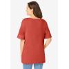Woman Within Plus Size Perfect Cuffed Elbow-Sleeve Boat-Neck Tee(Burnt Red)
