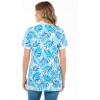 Woman Within Plus Size Perfect Printed Short-Sleeve Polo Shirt(Blue Breezy Palms)