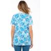 Woman Within Plus Size Perfect Printed Short-Sleeve Polo Shirt(Blue Breezy Palms)