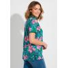 Woman Within Plus Size Perfect Printed Short-Sleeve Polo Shirt(Emerald Tropical Bloom)