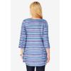 Woman Within Plus Size Perfect Printed Three-Quarter-Sleeve V-Neck Tunic(Purple Orchid Painterly Stripe)