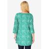 Woman Within Plus Size Perfect Printed Three-Quarter-Sleeve V-Neck Tunic(Tropical Green Island Stamp)