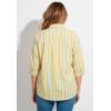 Woman Within Plus Size Perfect Three Quarter Sleeve Shirt(Primrose Yellow Sunny Stripe)