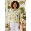 Woman Within Plus Size Rayon Three-Quarter Sleeve Effortless Tab-Front Blouse(Banana Blossom)