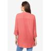 Woman Within Plus Size Rayon Three-Quarter Sleeve Effortless Tab-Front Blouse(Sweet Coral)