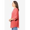 Woman Within Plus Size Rayon Three-Quarter Sleeve Effortless Tab-Front Blouse(Sweet Coral)
