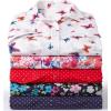 Woman Within Plus Size Relaxed Fit Cotton Camp Shirt(Navy Floral Patchwork)