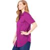 Woman Within Plus Size Relaxed Fit Cotton Camp Shirt(Navy Mini Dot)