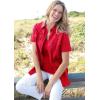 Woman Within Plus Size Relaxed Fit Cotton Camp Shirt(Navy Paisley Ditsy)