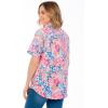 Woman Within Plus Size Relaxed Fit Cotton Camp Shirt(White Multi Stamp)