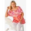Woman Within Plus Size Ruffle Tee(Mocha Nude Dot)