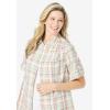 Woman Within Plus Size Short-Sleeve Button-Down Cotton Seersucker Shirt(New Khaki Plaid)