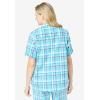 Woman Within Plus Size Short-Sleeve Button-Down Cotton Seersucker Shirt(Paradise Blue Plaid)