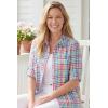 Woman Within Plus Size Short-Sleeve Button-Down Cotton Seersucker Shirt(Petal Purple Multi Plaid)