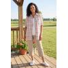 Woman Within Plus Size Short-Sleeve Button-Down Cotton Seersucker Shirt(Pink Plaid)