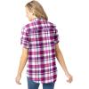 Woman Within Plus Size Short-Sleeve Button-Down Cotton Seersucker Shirt(Raspberry Sorbet Camp Plaid)