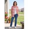 Woman Within Plus Size Short-Sleeve Button-Down Cotton Seersucker Shirt(Rose Pink Camp Plaid)