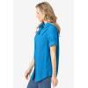 Woman Within Plus Size Short-Sleeve Button-Down Cotton Seersucker Shirt(Vibrant Blue)