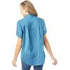 Woman Within Plus Size Short-Sleeve Button-Down Cotton Seersucker Shirt(Vibrant Blue Pop Stripe)