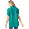 Woman Within Plus Size Short-Sleeve Button-Down Cotton Seersucker Shirt(Waterfall)
