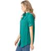 Woman Within Plus Size Short-Sleeve Button-Down Cotton Seersucker Shirt(Waterfall)