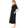 Woman Within Plus Size Short-Sleeve Button-Front Pocket Dress (Petite Available)(Black)
