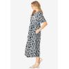 Woman Within Plus Size Short-Sleeve Button-Front Pocket Dress (Petite Available)(Black Blossom)