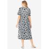 Woman Within Plus Size Short-Sleeve Button-Front Pocket Dress (Petite Available)(Black Blossom)