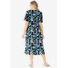 Woman Within Plus Size Short-Sleeve Button-Front Pocket Dress (Petite Available)(Black Garden)