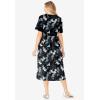 Woman Within Plus Size Short-Sleeve Button-Front Pocket Dress (Petite Available)(Black Graphic Bloom)