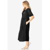 Woman Within Plus Size Short-Sleeve Button-Front Pocket Dress (Petite Available)(Black Polka Dot)