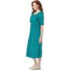 Woman Within Plus Size Short-Sleeve Button-Front Pocket Dress (Petite Available)(Blue Paradise)
