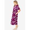 Woman Within Plus Size Short-Sleeve Button-Front Pocket Dress (Petite Available)(Deep Claret Graphic Bloom)