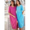 Woman Within Plus Size Short-Sleeve Button-Front Pocket Dress (Petite Available)(Deep Claret Multi Garden)