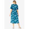 Woman Within Plus Size Short-Sleeve Button-Front Pocket Dress (Petite Available)(Deep Teal Graphic Bloom)