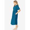 Woman Within Plus Size Short-Sleeve Button-Front Pocket Dress (Petite Available)(Deep Teal Polka Dot)