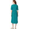 Woman Within Plus Size Short-Sleeve Button-Front Pocket Dress (Petite Available)(Green Polka Dot)