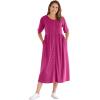 Woman Within Plus Size Short-Sleeve Button-Front Pocket Dress (Petite Available)(Green Polka Dot)
