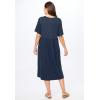 Woman Within Plus Size Short-Sleeve Button-Front Pocket Dress (Petite Available)(Navy)