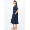 Woman Within Plus Size Short-Sleeve Button-Front Pocket Dress (Petite Available)(Navy)