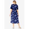 Woman Within Plus Size Short-Sleeve Button-Front Pocket Dress (Petite Available)(Navy Bloom)