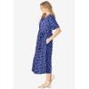 Woman Within Plus Size Short-Sleeve Button-Front Pocket Dress (Petite Available)(Navy Blossom)