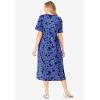 Woman Within Plus Size Short-Sleeve Button-Front Pocket Dress (Petite Available)(Navy Blossom)
