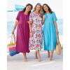 Woman Within Plus Size Short-Sleeve Button-Front Pocket Dress (Petite Available)(Pine Multi Garden)